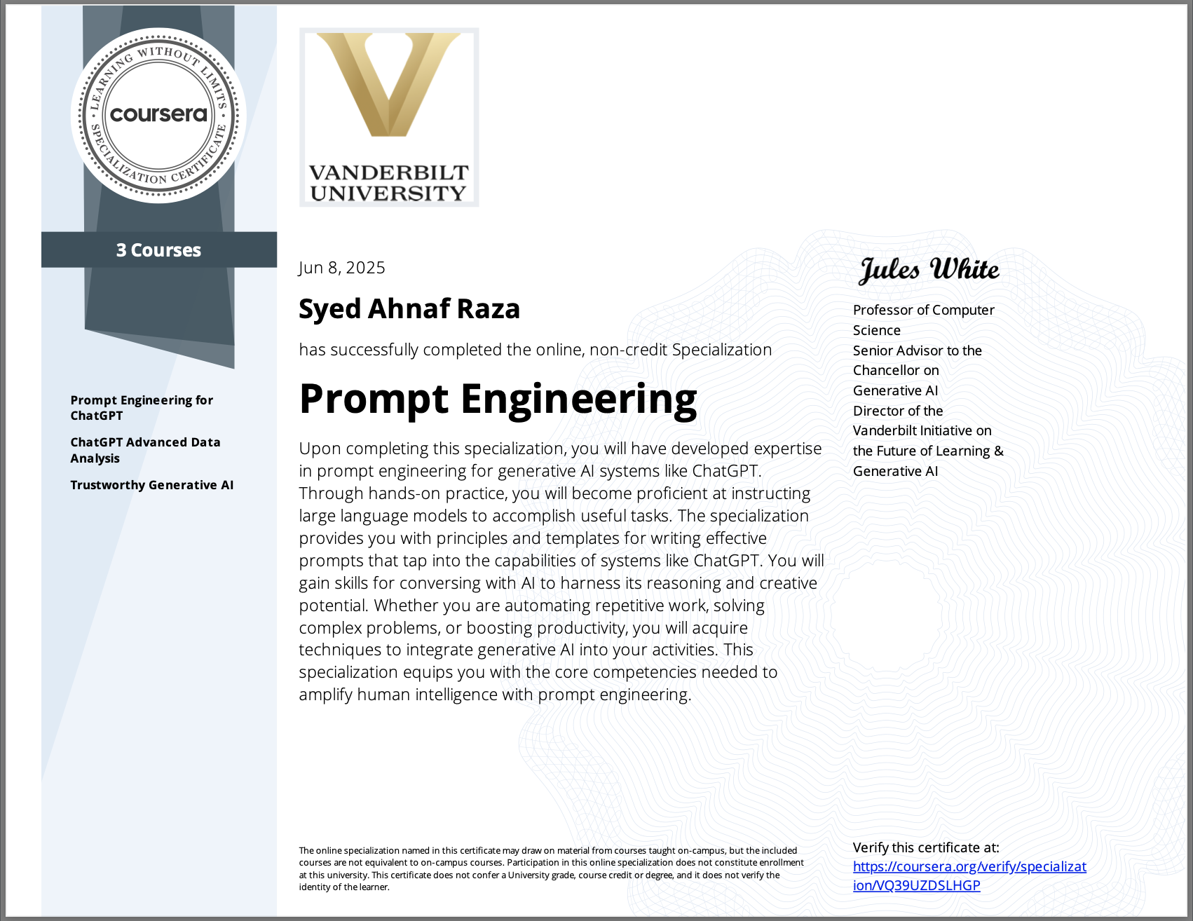 Prompt Engineering Specialization